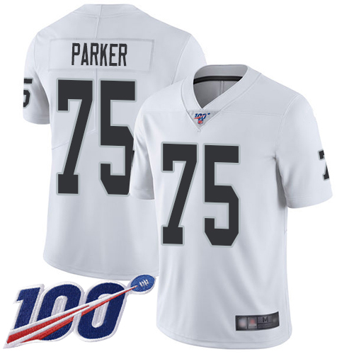 Men Oakland Raiders Limited White Brandon Parker Road Jersey NFL Football #75 100th Season Vapor Jersey